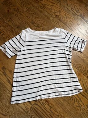 J. Jill Black and White Striped Short-Sleeve Tee, M